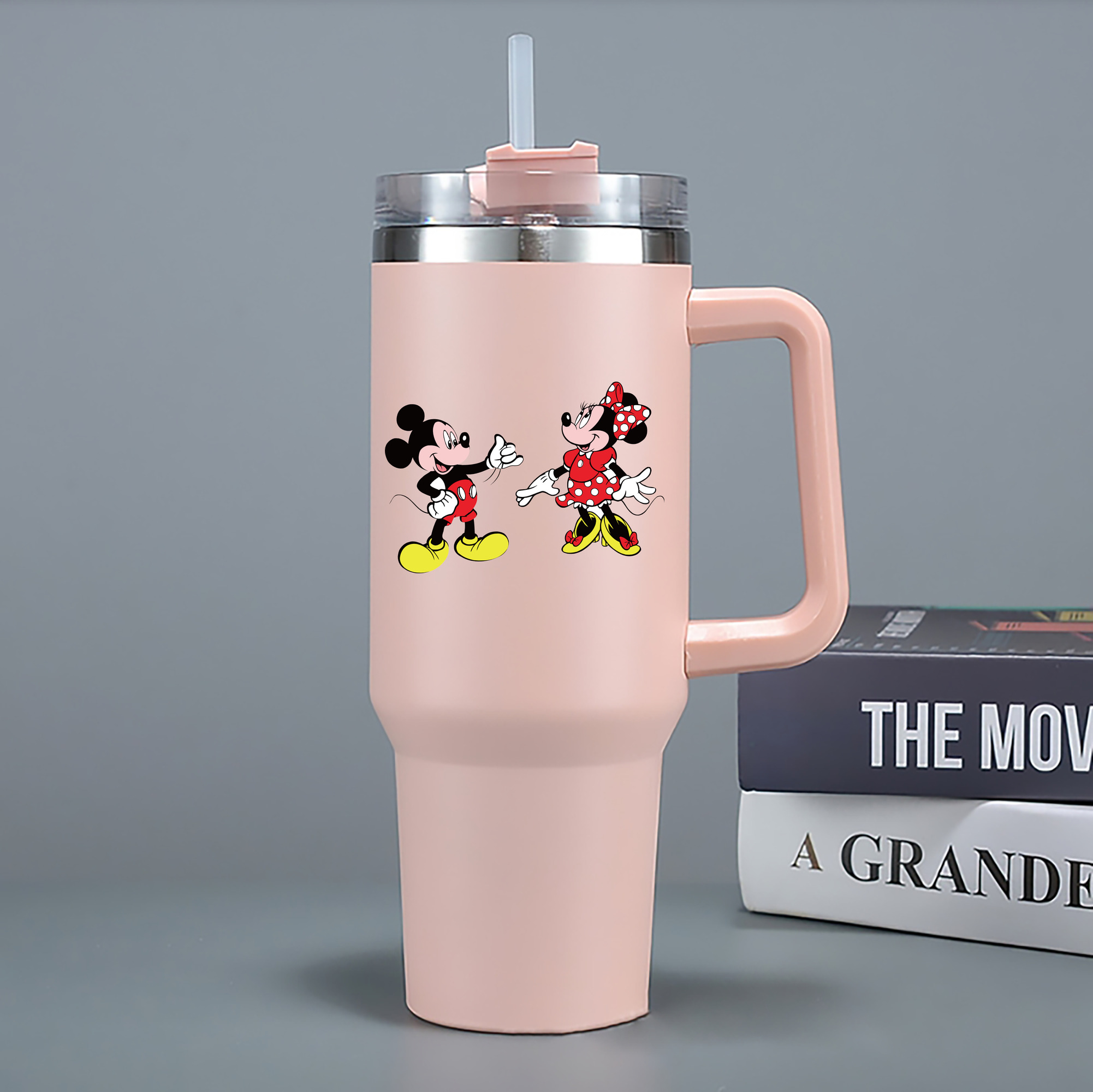 （画像用） ミッキーマウス Mickey Mouse 1200mL車用タンブラー - クリスタルステッカー（プラスチックストロー付き）
